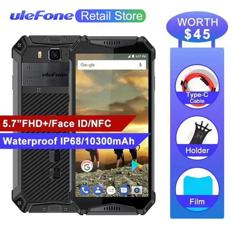 Ulefone Armor 3 IP68 Водонепроницаемые мобильные телефоны 10300 мАч Android 8 1 5 7 &quot18:9 helio P23 4 Гб