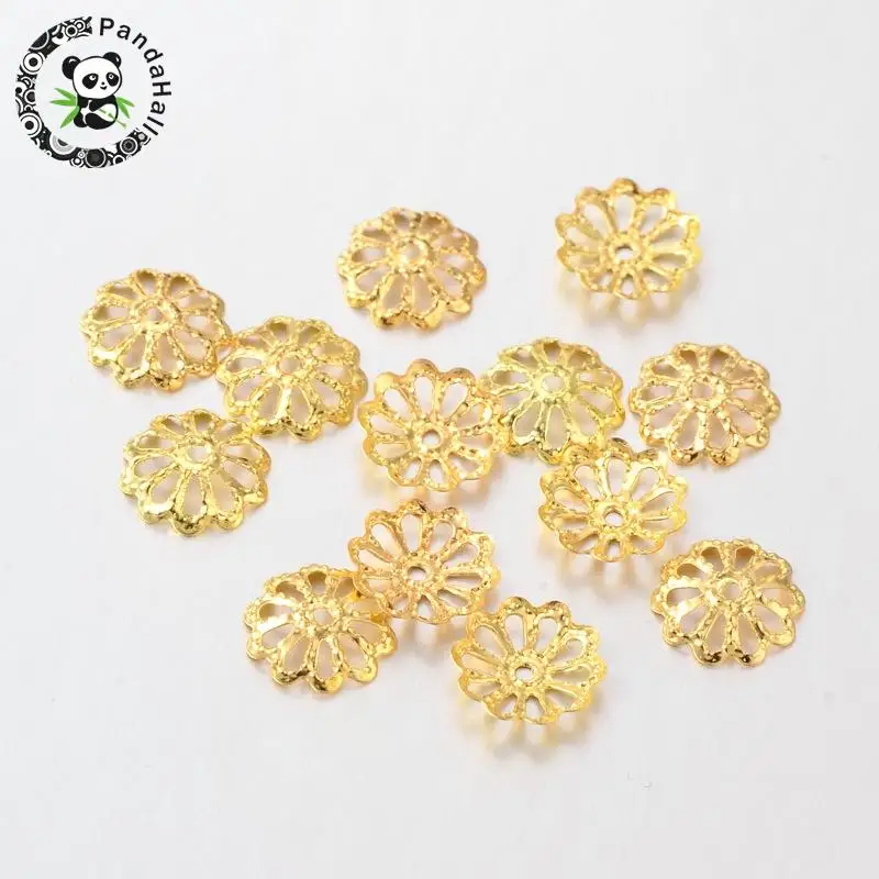 220pcs /10g Golden Iron More Petal Bead Caps Jewelry Findings 9mmx1.5mm