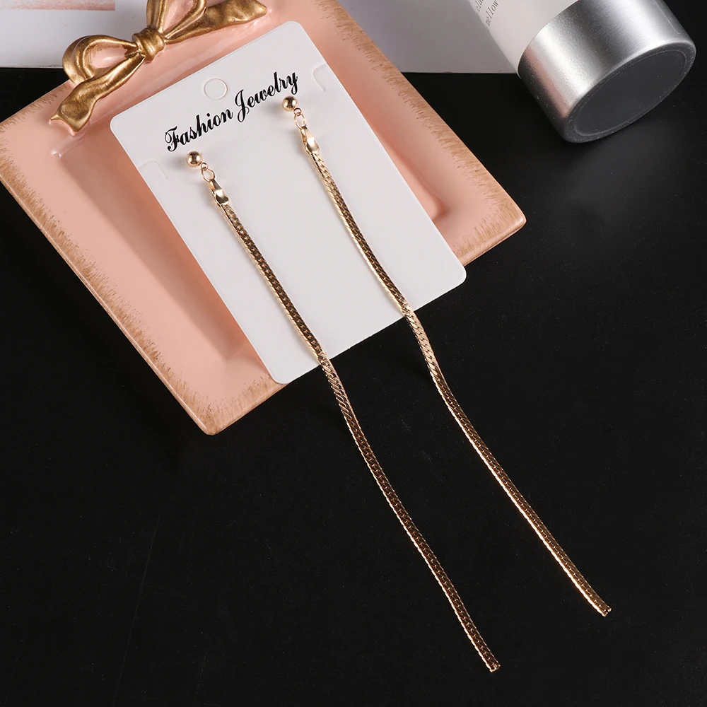 

1 pair High Quality Unique New Silver Gold Tone Long Chain Tassel Drop Dangle Ear Hook Earrings Jewelry fashionable Jewelry