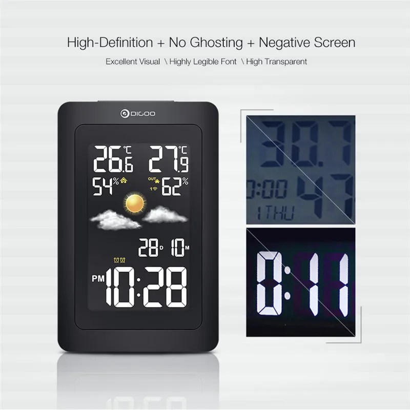Digoo DG-TH11300 USB уличная Метеостанция VA стеклянный гигрометр термометр цифровой датчик погоды влажность температура часы