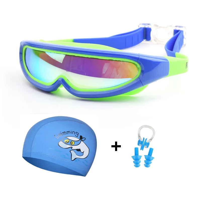 Children Swimming Goggles with Cap Ear Plug Nose Clip Professional Boys Girls Swim Eyewear Kids Diving Mask Swimmming Glasses