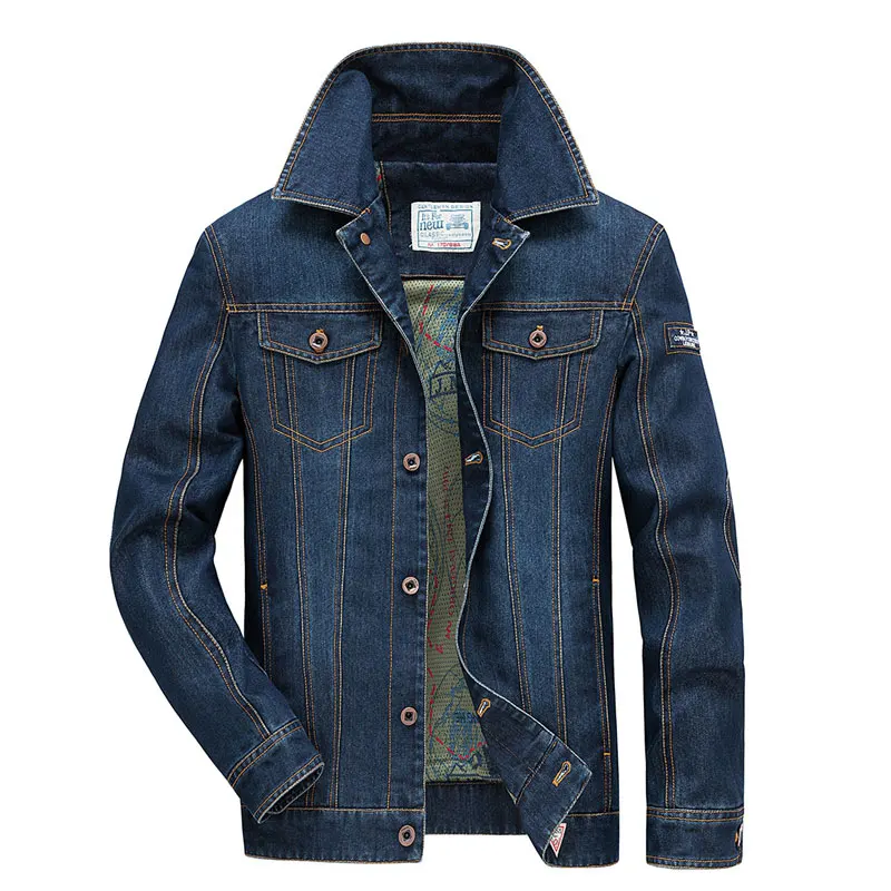 Одежда брендовая одежда Мужская джинсовая куртка Ретро M~ 4XL пальто Slim Fit Повседневная синяя куртка пальто с длинным рукавом карман мода