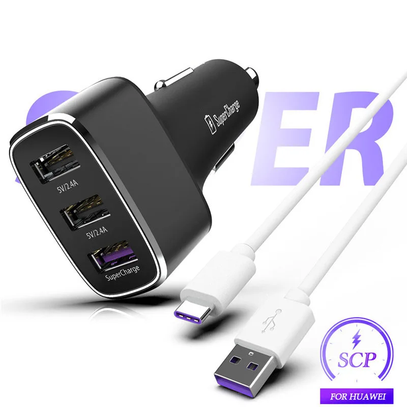 

SuperCharge Dual USB Quick car charger for huawei P30 pro nava 5 4 Honor note10 magic 2 samsung A50 A70 S10 xiaomi mi 9 9t k20