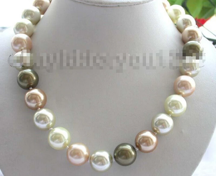 

Free shipping >>>>>> Genuine Natural 16mm Round Multicolor Shell Pearl Necklace