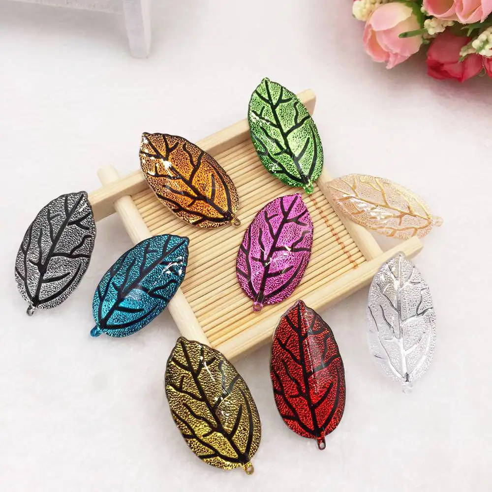 

Fashion 10pcs Resin half Leaf Beads Gem flatback rhinestone Ornaments DIY Single hole Pendant Wedding applique crafts PW33