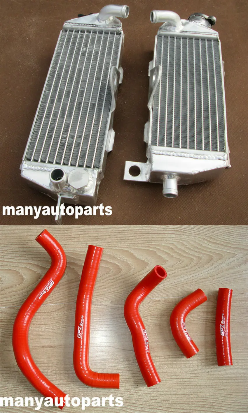 Правое с левым радиатор+ синий шланг для Kawasaki KDX200 KDX220 1995-2006 2000 1999 1998 1997 1996 06