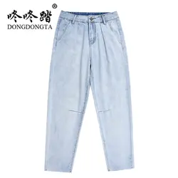 DONGDONGTA 2019 новые летние женские модные джинсы для девочек джинсовые, длиной до колена штаны GD-1801