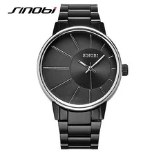 SINOBI Men font b Watches b font Popular Men Luxury Brand Black Stainless Steel font b