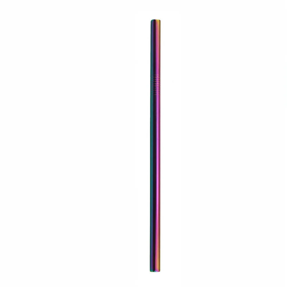 rainbow 1 шт. металлическая прямая соломинка шириной 8 мм из нержавеющей стали для питья многоразовая Питьевая соломинка с щеткой для стаканчика барные аксессуары - Цвет: rainbow