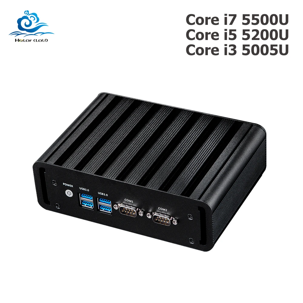 Мини компьютер Dual LAN Gagabit Ethernet ПК Core i3 5005U i5 5200U i7 5500u Celeron 2955U оконные рамы 10 2 * COM HDMI Wi Fi USB