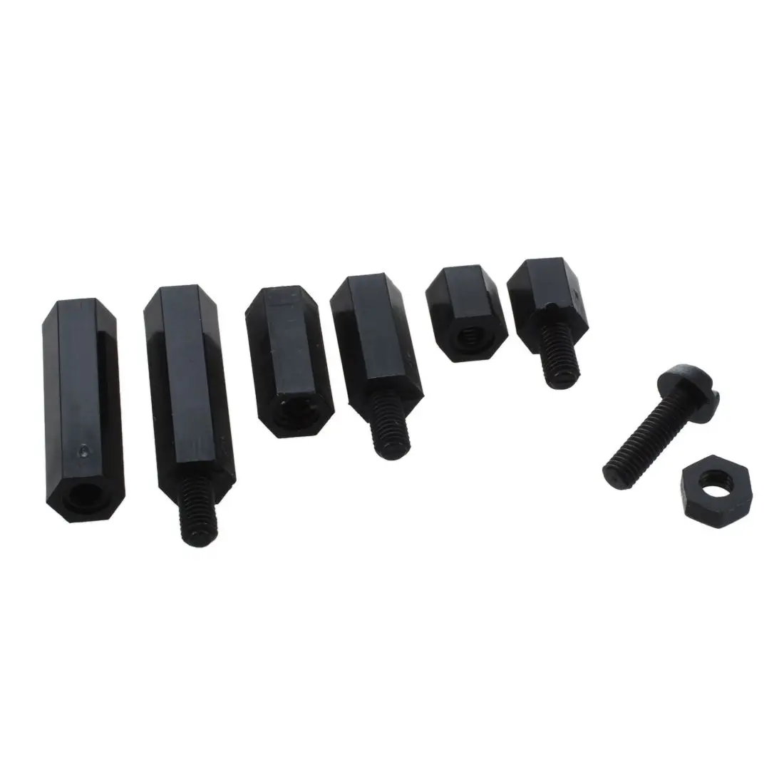 

HHTL-160 pcs M3 Nylon Black M-F Hex Spacers Screw Nut Assortment Kit Stand-off Set