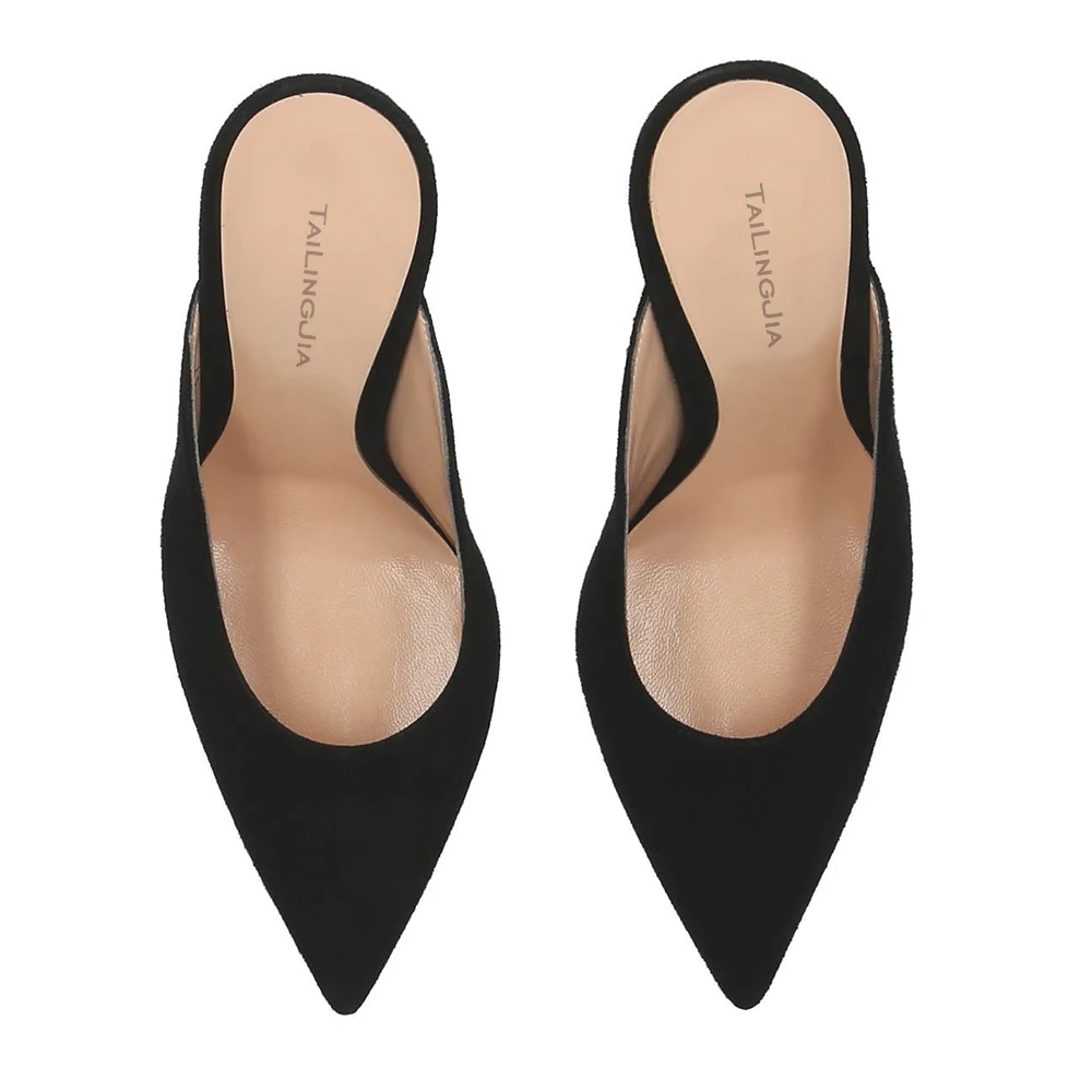 closed toe high heel black mules (4)