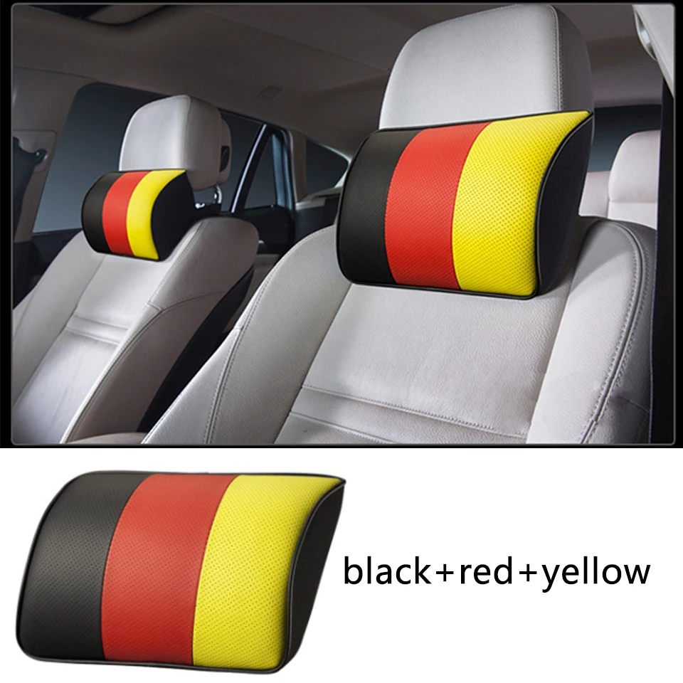 NEW Leather Car Pillow Neck Pillow Headrest Car Accessories For Volvo S60 V70 XC90 Subaru Forester Peugeot 307 206 308 407