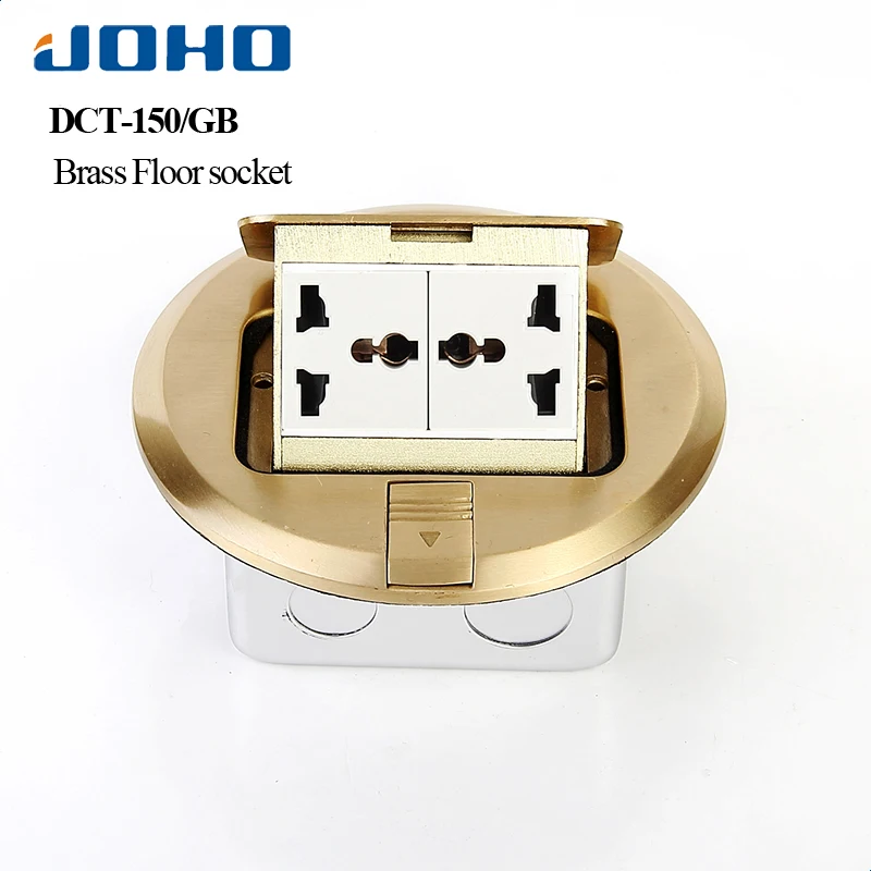 Круглая напольная коробка JOHO из латуни 6 Hoel панель с 10А двойными универсальными