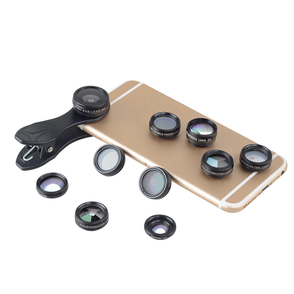 APEXEL 10 в 1 Набор объективов для телефона универсальный широкоугольный макрофильтр CPL телескоп объектив рыбий глаз для почти смартфона