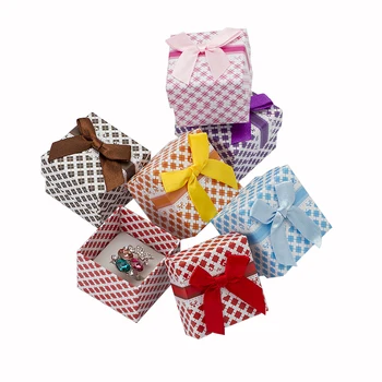 

Wholesale 24pcs/lot Jewelry Box 5*5*3cm Ring Box Multi Colors Jewelry Display Box White Sponge Paper Packaging Gift Box