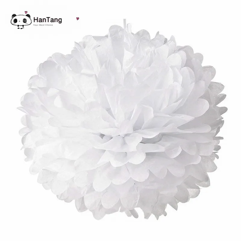 5pcs/Pack 15cm,20cm, White/Light Purple Tissue Paper Pom Poms For Baby Girl Princess Birthday Party Wedding Party Decoration 5z