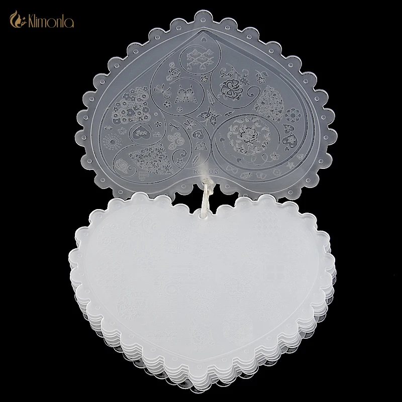 

2Pcs Nail Stamping Plates Set Stamper Scraper Nail Art Polish Stamp Plastic DIY Nail Art Template Set Manicure Nail Tools heart