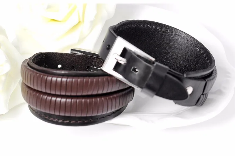 Новая модная брендовая натуральная Кожаные браслеты для Для мужчин известный рыцарская храбрость Нержавеющая сталь повязки Шарм Браслеты