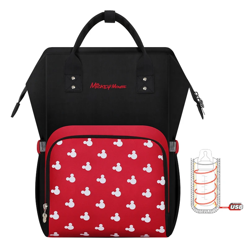 Disney сумка для подгузников рюкзак USB бутылка изоляционные сумки Минни Микки большая сумка для путешествий Оксфорд кормления ребенка Мумия сумочка