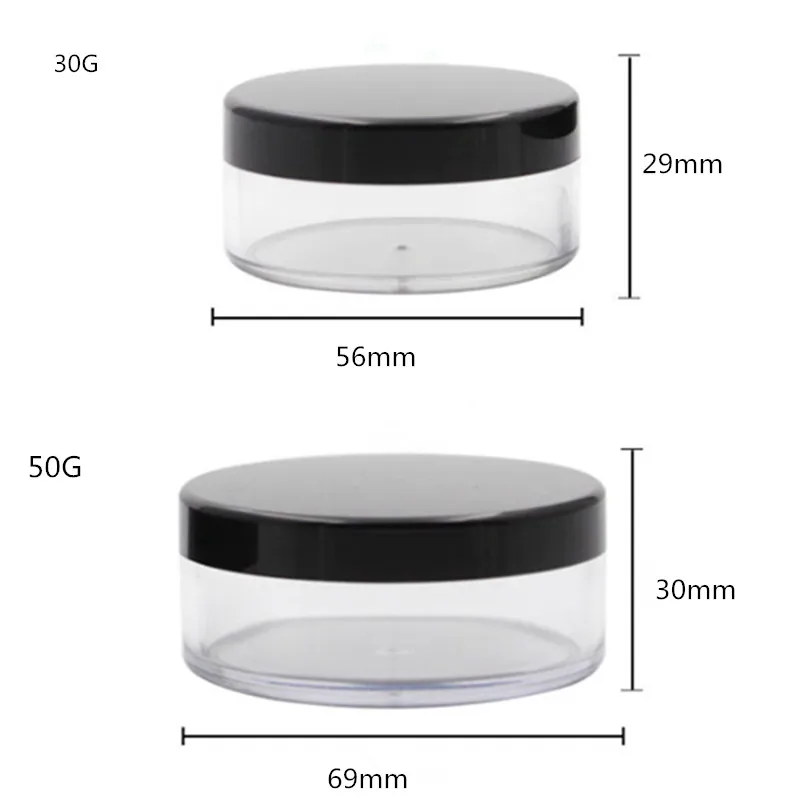 12 x многоразовый пустой горшок для пудры с ситом, косметическая банка для макияжа, контейнер, портативное сито с черной крышкой, 10 г, 20 г, 30 г, 50 г