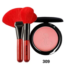 Красный и черный набор инструментов для макияжа, 3 шт., румяна, пудра, стойкий Гладкий пигмент для макияжа, губная помада