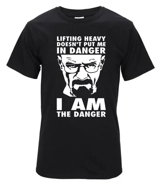 

I Am The danger The One Who Knocks Tshirt Breaking Bad T Shirt Men Heisenberg T-Shirt Walter White Man Shirts Basic Tops Tees