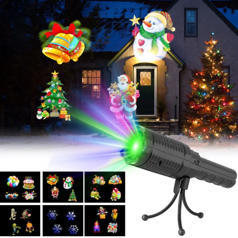 Christmas Flashlight Projector Portable 2 in 1 Xmas Pattern Light