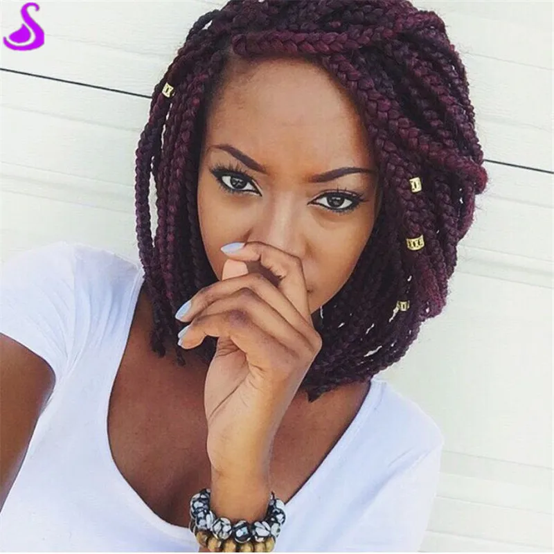 Red straight braid synthetic front lace red braid wig 150 high density