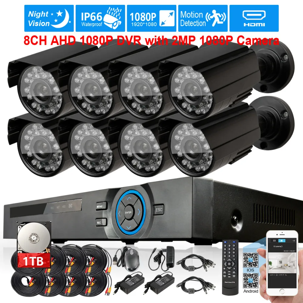 Full HD 2MP 1080P AHD Camera Security video Surveillance CCTV System