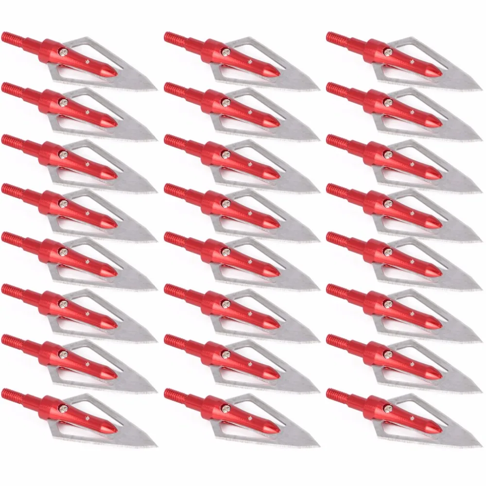 24pcs 100 Grain Broadheads Arrowhead 2 Fixed Blade Archery Hunting