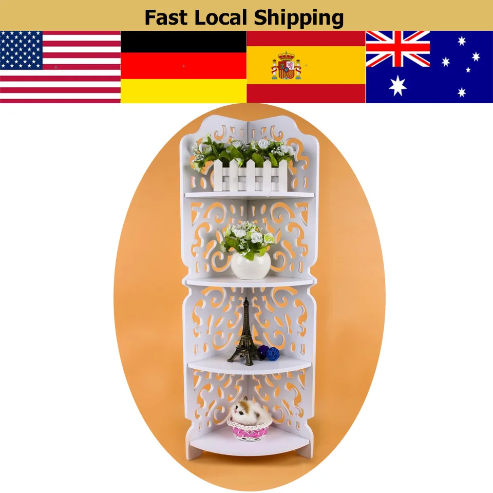 

4 Tier Large Corner Wall Shelf Mount Display Shelves DVD CD Storage Rack Holder Sturdy Corner Storage Shelf Rack Bathroom Basket