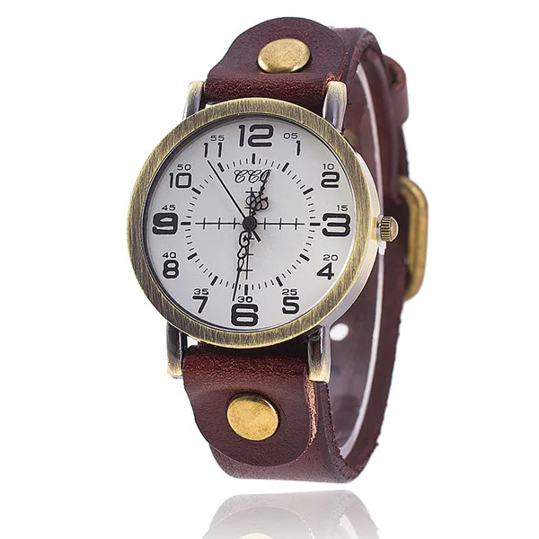CCQ винтажные часы-браслет из коровьей кожи женские наручные часы повседневные Роскошные Кварцевые часы Relogio Feminino 1821 - Цвет: dark brown