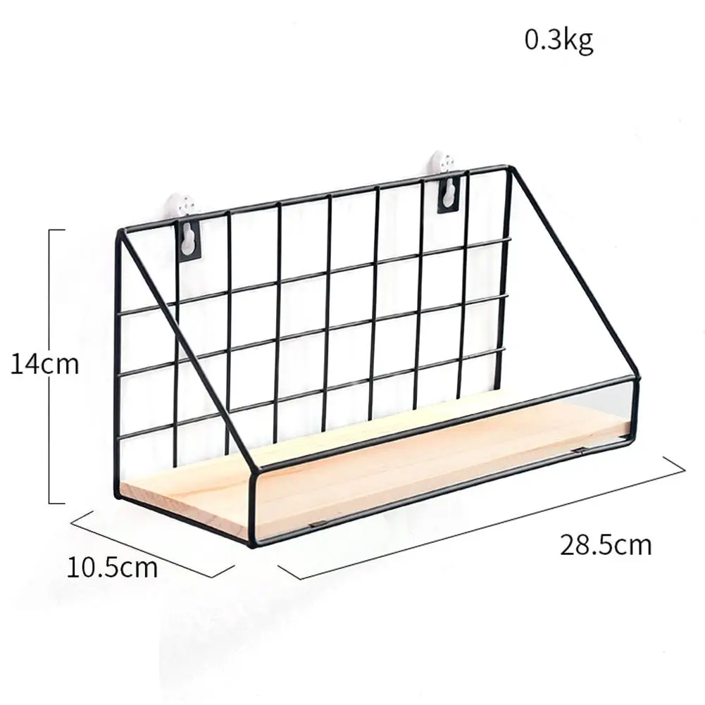 Деревянная железная настенная полка, настенный стеллаж для хранения, органайзер для спальни, домашний декор, детская комната, сделай сам, Настенный декор, держатель - Цвет: black S