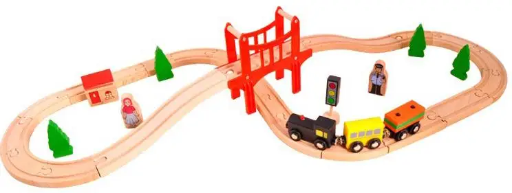 Baby Toy New Innovative Products 37pcs Wooden Train Set Child Building Block Toy Vehicles Play Set gift baby-building-blocks-wooden