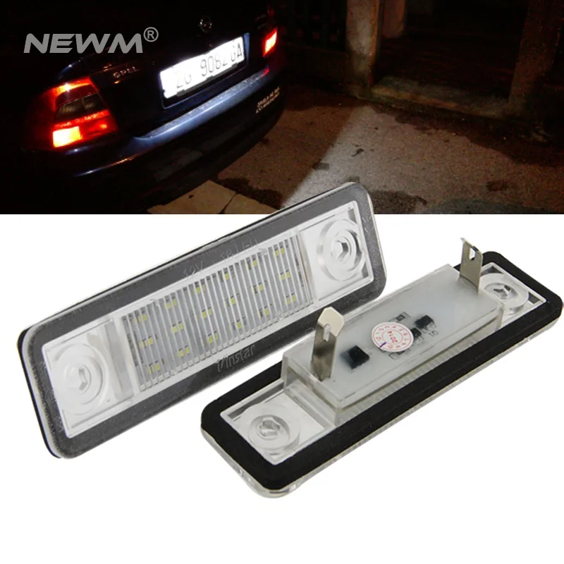 2X Car 18 LED License Plate Lights 12V White Number Plate Lamp For Opel Astra G Astra F Corsa B Zafira A Vectra B For Omega A cyan soil bay 2pcs 12v smd 3528 white light 18 leds license plate lamp for vauxhall opel astra corsa c d astra h j zafira b