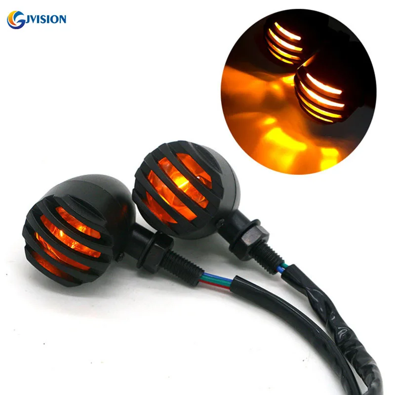 

Black Bullet Motorcycle Turn Signals light Lndicator Halogen Grill Amber Bulb For Chopper Cafe Racer Yamaha Suzuki Kawasaki