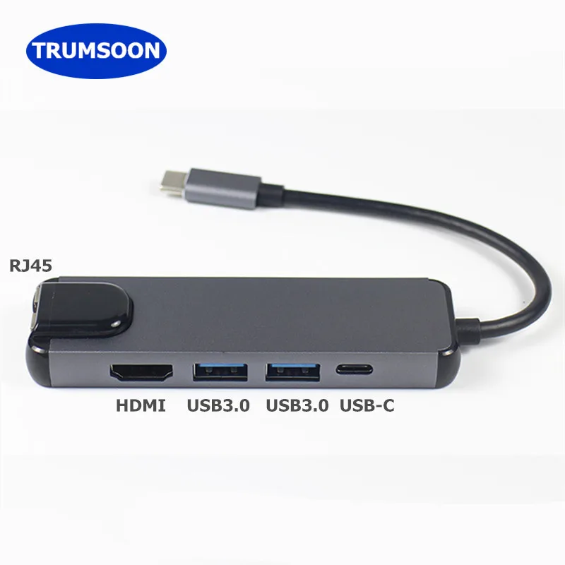 Адаптер Trumsoon Type C к RJ45 Gigabit Ethernet HDMI VGA USB 3 0 SD TF для MacBook Huawei xiaomi Samsung S9 Dex TV