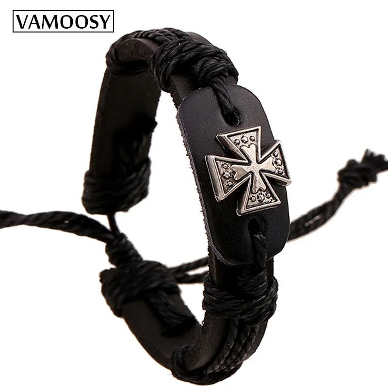 

2018 Fashion Men Bracelet Jewelry Leather Bracelets & Bangle for Women Adjustable Wax Cord Black Wristband Pulseira Wholesale
