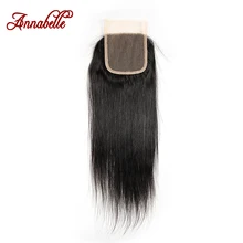 ALI ANNABELLE волосы перуанские прямые Кружева Закрытие 4*4 швейцарское кружево натуральный цвет remy волосы и средняя часть 10-20 дюймов