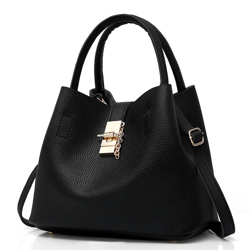 

2019 Fashion Brand High Quality Leather Women Bag Bucket Shoulder Bags Pure Big Women Handbag Set Large Tote Bolsas Feminina