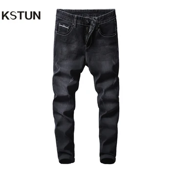 

KSTUN Black Jeans Men Famous Brand Spring and Autumn Business Casual Slim fit Stretch Denim Pants Male Full Length Trousers