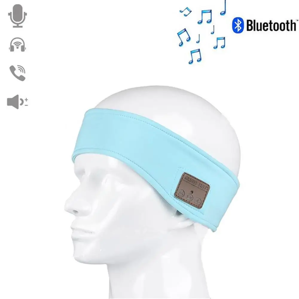 Обновленная версия, Беспроводная Bluetooth музыкальная повязка для бега, наушники, маска для сна, шапка, свободные руки, встроенный динамик и микрофон - Цвет: Headband-Blue