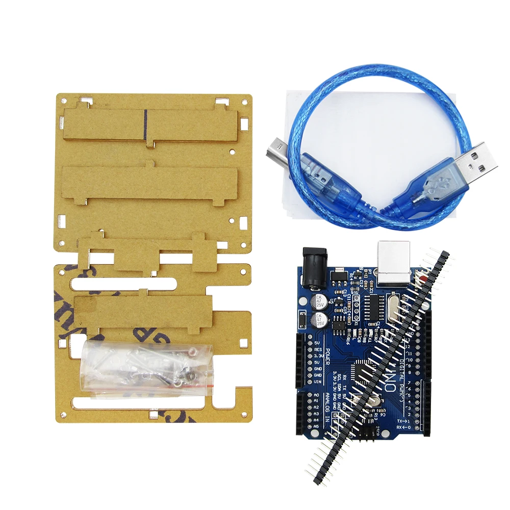 

UNO R3 MEGA328P CH340G with usb cable (Compatible)+Transparent Acrylic Box