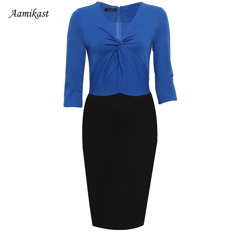 Женское платье с V образным вырезом и рукавом 2018|wear to work|fashion women dresswomen business dress |
