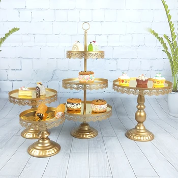 

4pcs Mirror Surface Wedding Dessert Tray Cake Stand Wedding Party Birthday Decoration Pan Cake Cookies Display