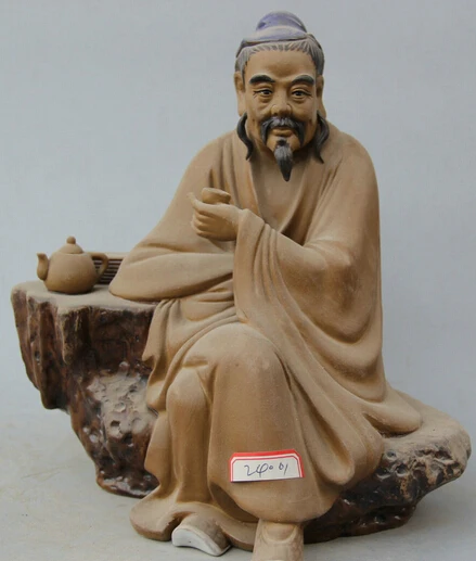 

JP S0524 10 Ancient Chinese Pottery porcelain Old man geezer immortal Sample tea Statue