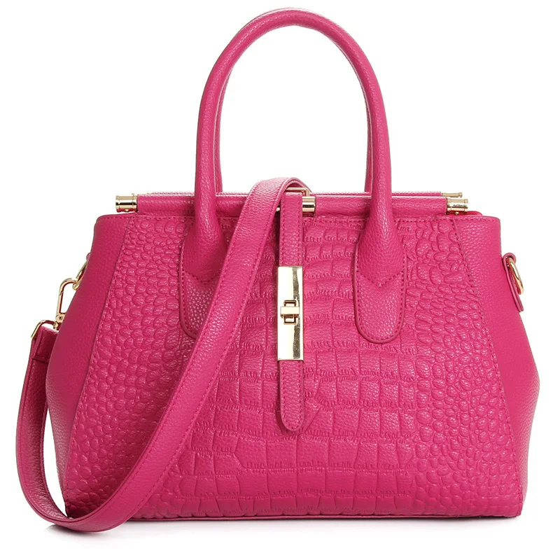 Women Genuine Leather handbags  Europe and the United States fashion cross section embossed crocodile pattern shoulder bags