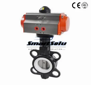 DN50 " Высокая Температура PTFE уплотнения ss304 пневматический клапан-бабочка