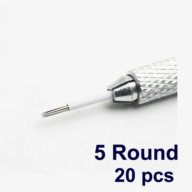20pcs 5 Round needles for manual pen Semi permanent makeup manual fog pen needle R5 microblading eyebrow tatoo pen tatuaje cejas